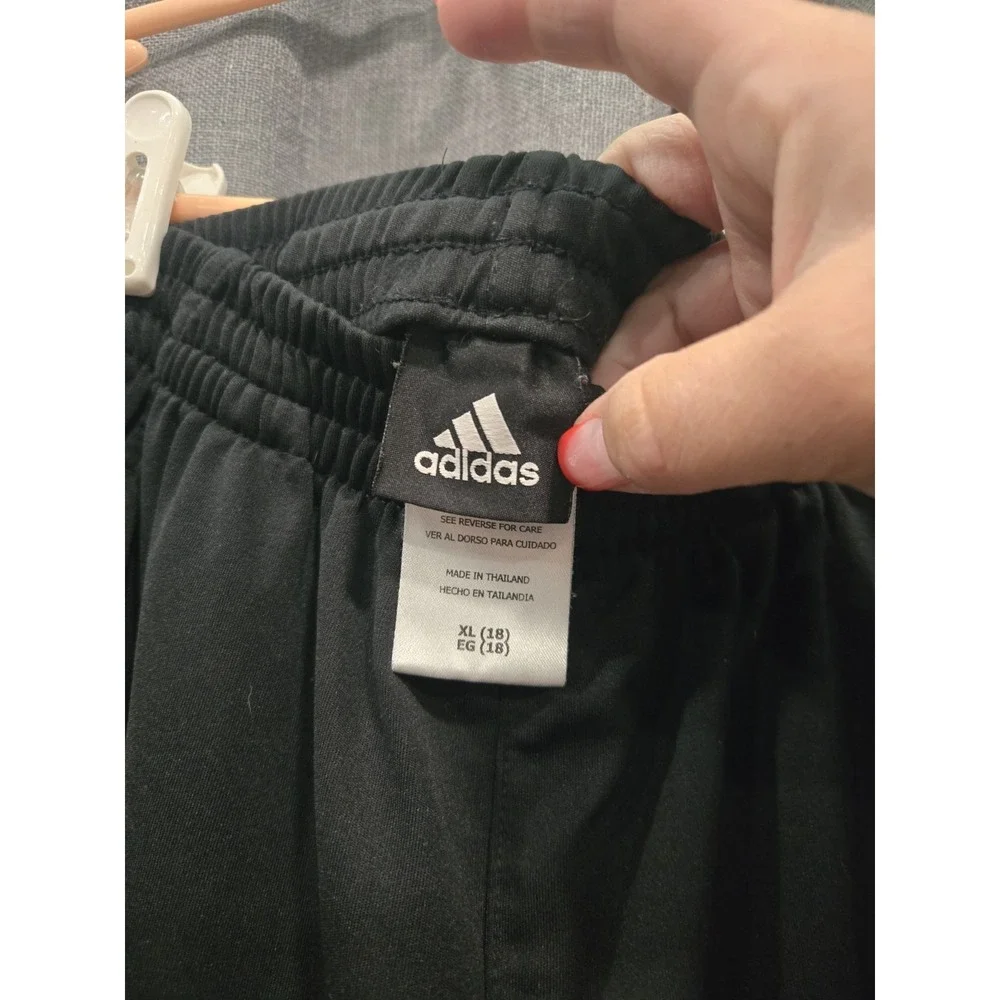 Adidas Youth Black White 3-Stripe Track Pants Joggers Size XL 18/20 Athletic
